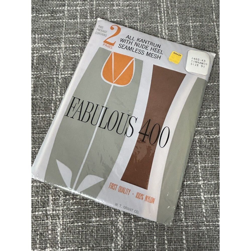 Vintage Pantyhose Cinnamon Seamless Mesh Nude Heel Sz 9.5‎ Hosiery Nylons 2 pack